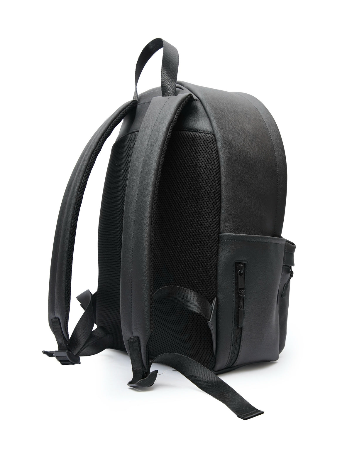 Zippered Elite Leather Backpack Black