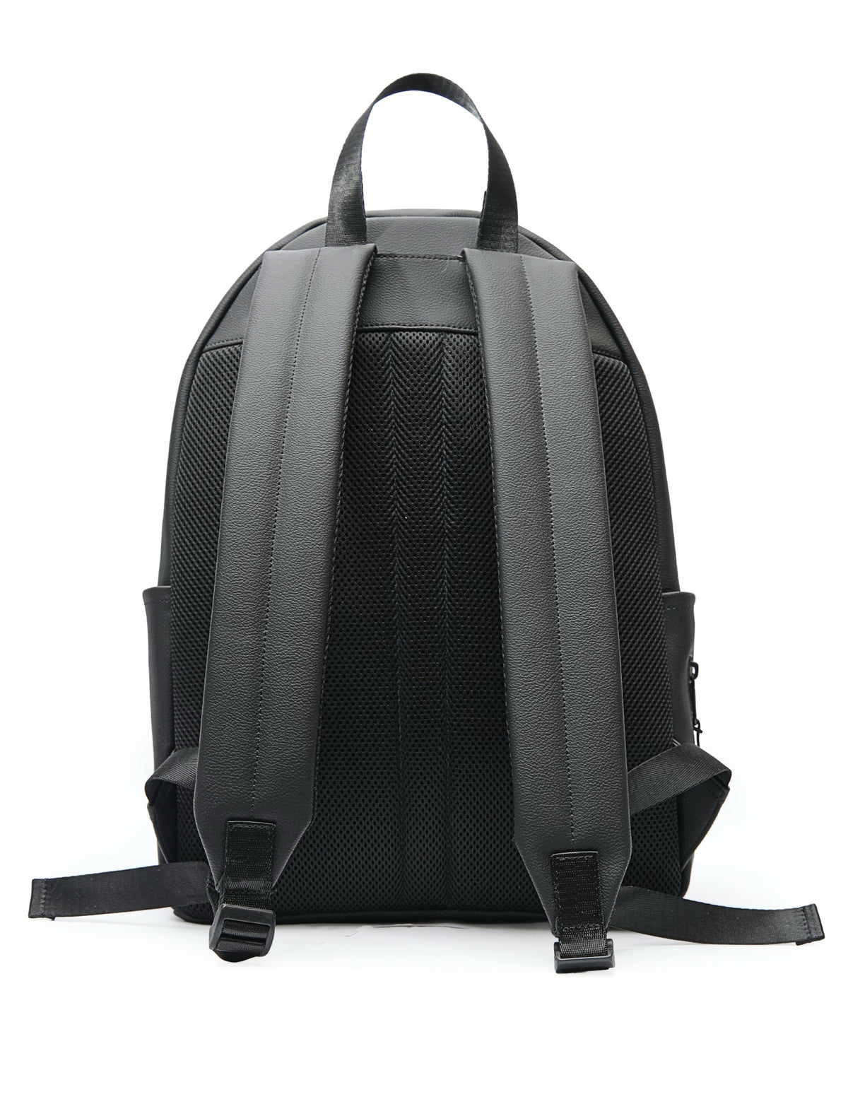 Zippered Elite Leather Backpack Black