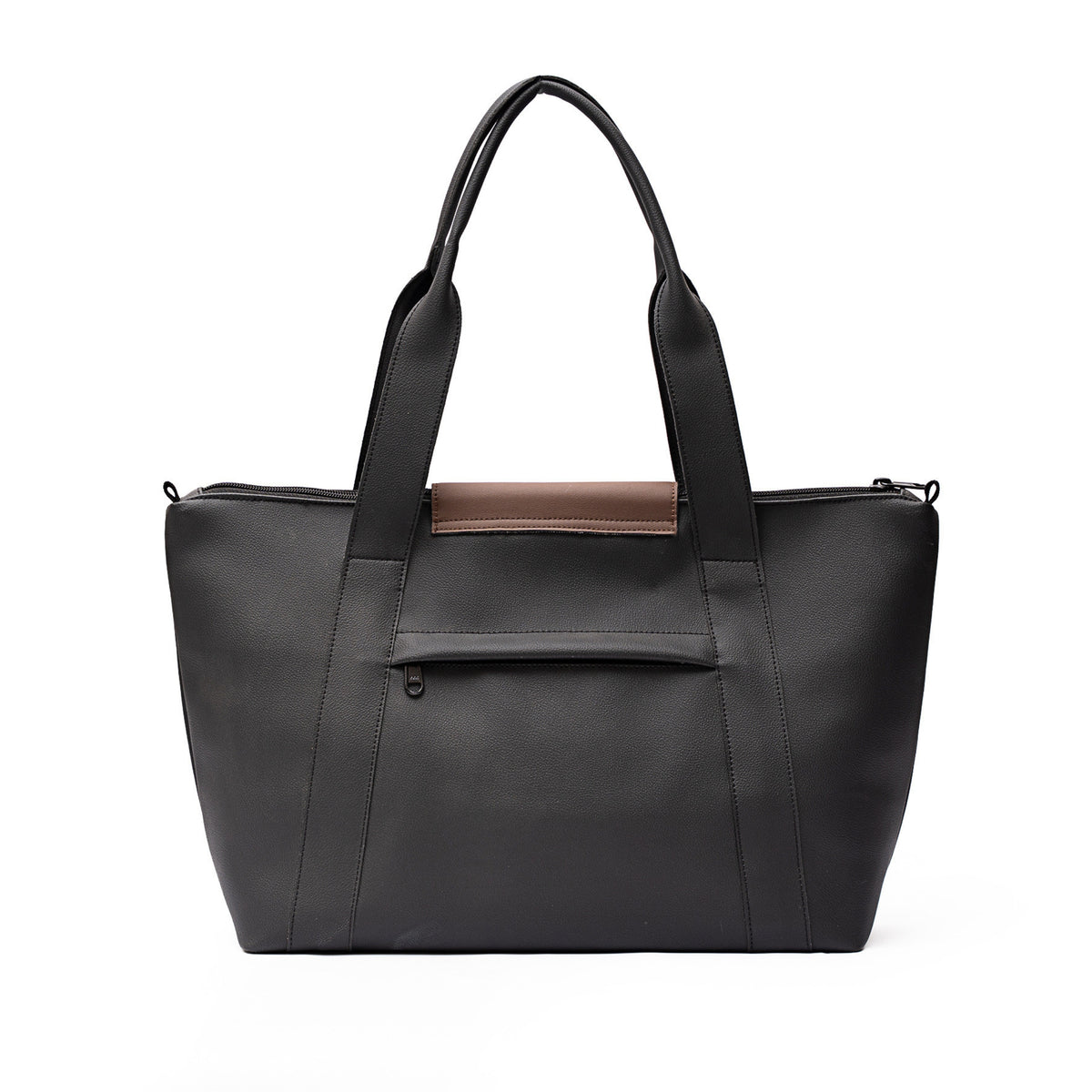 Zippered Elite Leather Tote Black