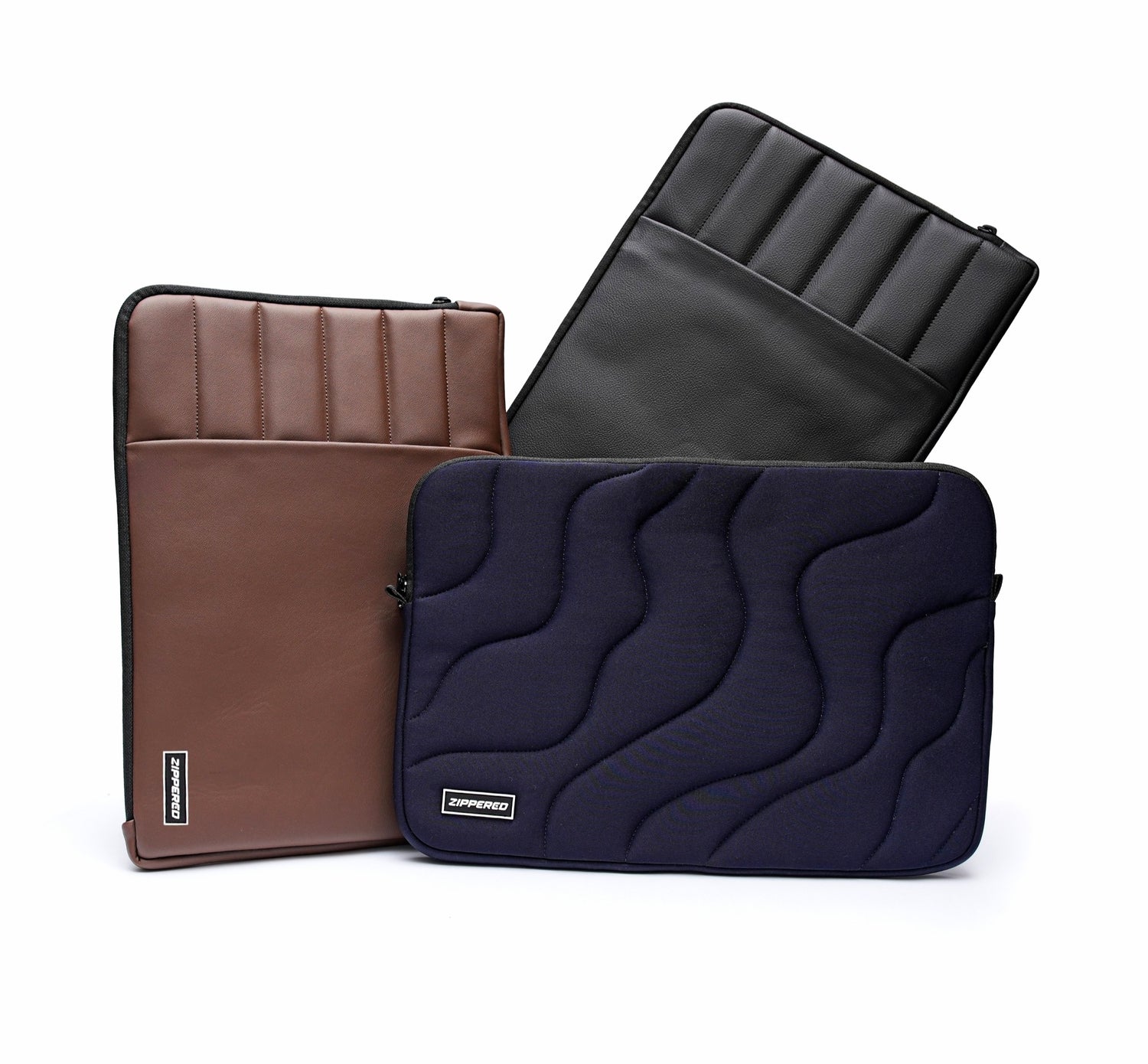 Premium laptop sleeve collection in Pakistan featuring leather and quilted protective sleeves for 13, 14, 15 and 16 inch laptops.