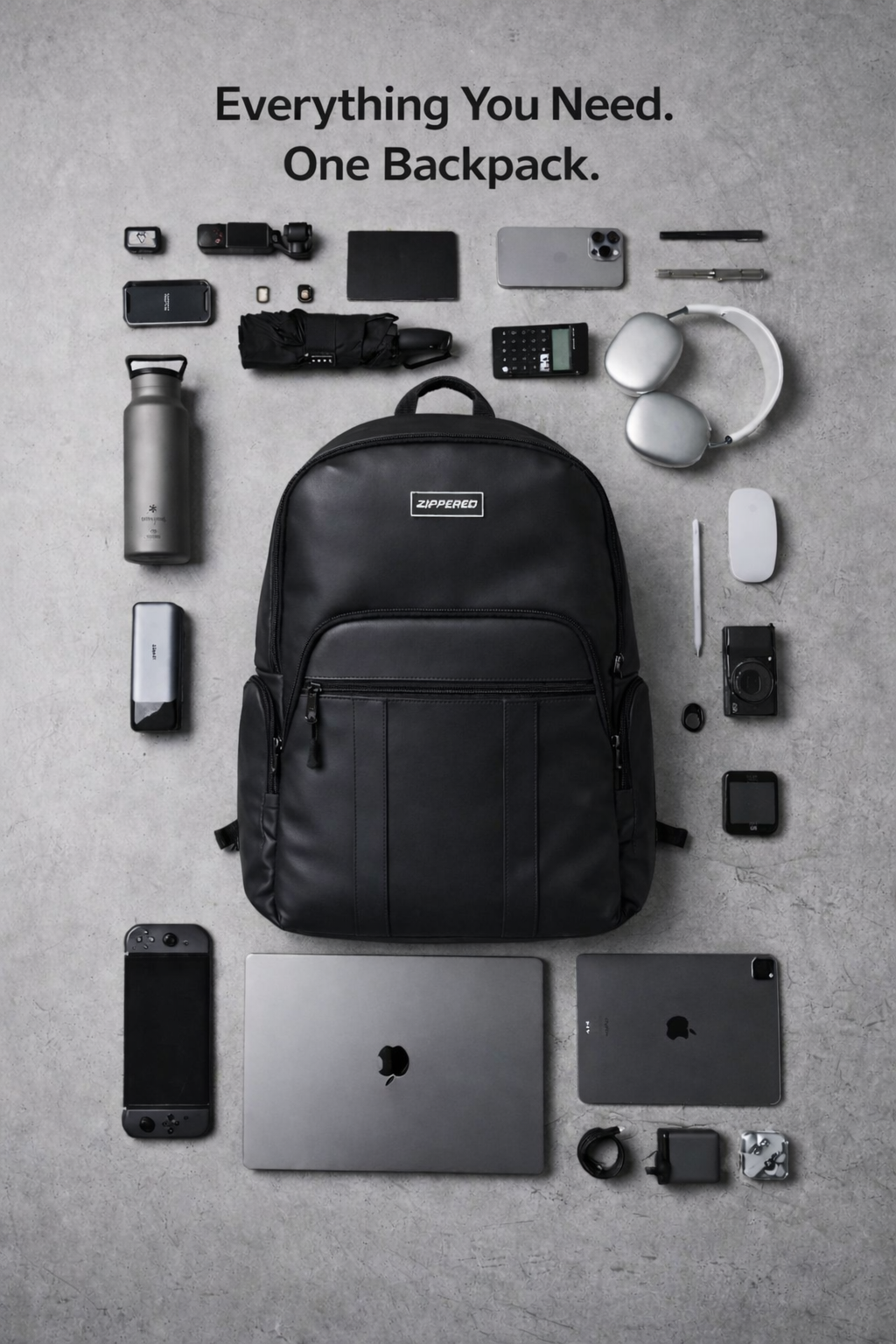 Japanese Leather Backpack Black
