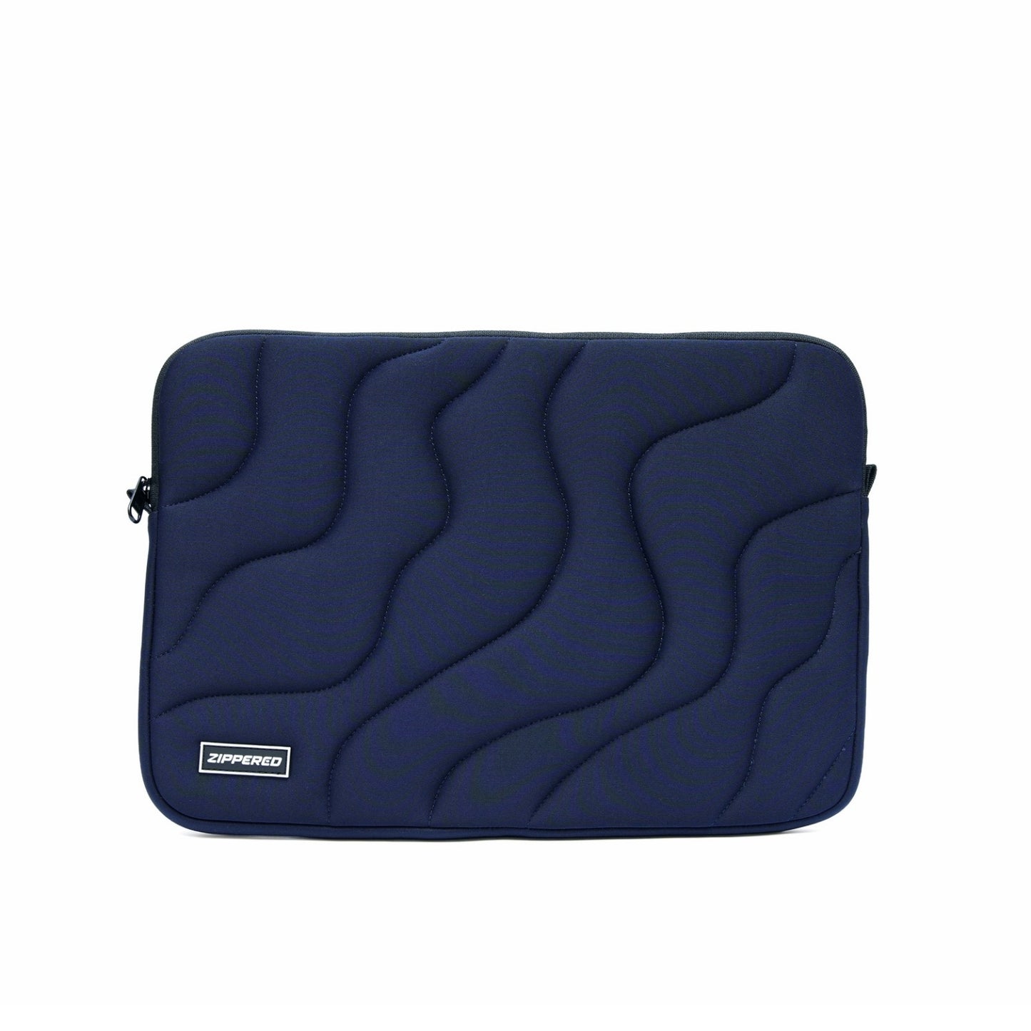 Blue quilted laptop sleeve with zipper – premium padded laptop sleeve for MacBook & laptops in Pakistan by ZIPPERED