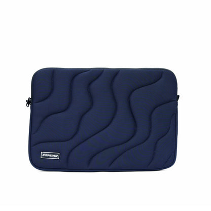 Blue quilted laptop sleeve with zipper – premium padded laptop sleeve for MacBook & laptops in Pakistan by ZIPPERED