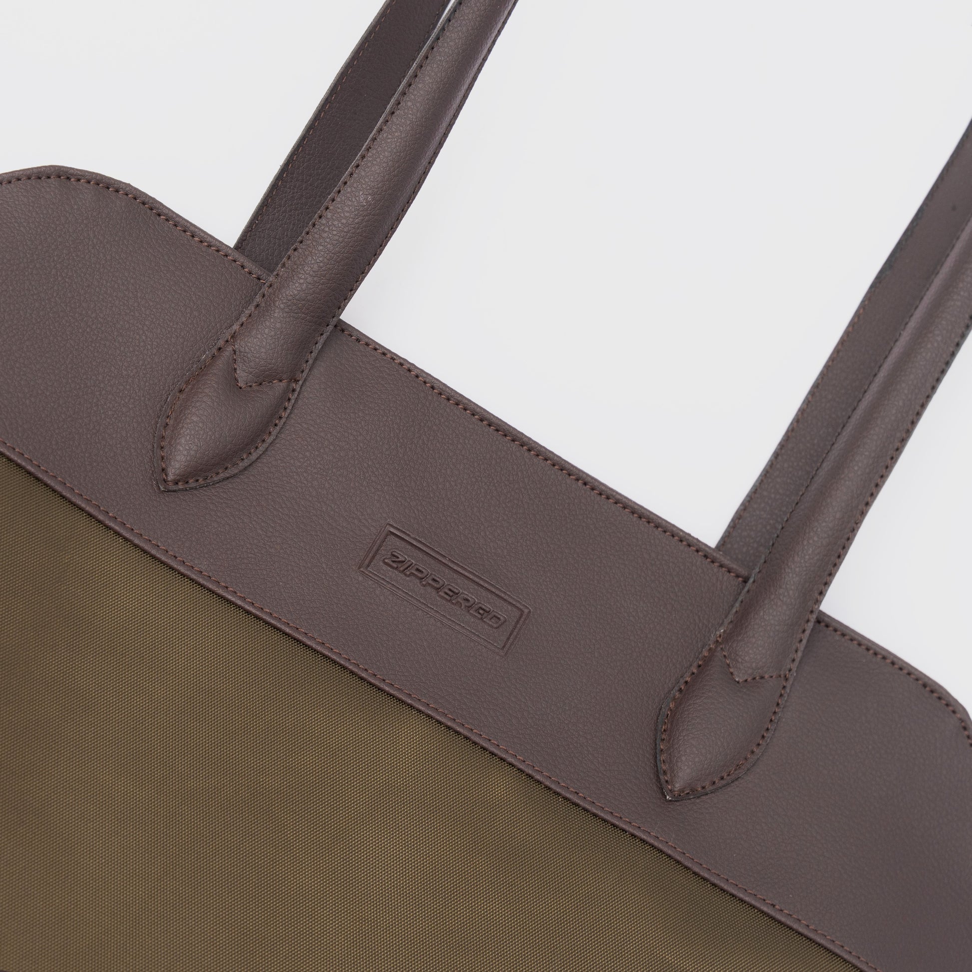 premium leather texture tote bag detail