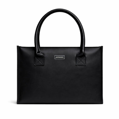 Premium black leather tote bag for women with spacious design and comfortable shoulder handles – luxury tote bag in Pakistan