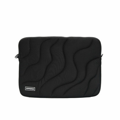 Black quilted laptop sleeve with zipper – premium padded laptop sleeve for MacBook & laptops in Pakistan by ZIPPERED