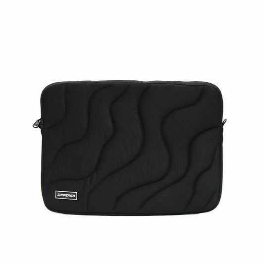 Black quilted laptop sleeve with zipper – premium padded laptop sleeve for MacBook & laptops in Pakistan by ZIPPERED