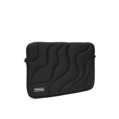 Premium black quilted laptop sleeve with protective padding and zipper for MacBook and laptops in Pakistan