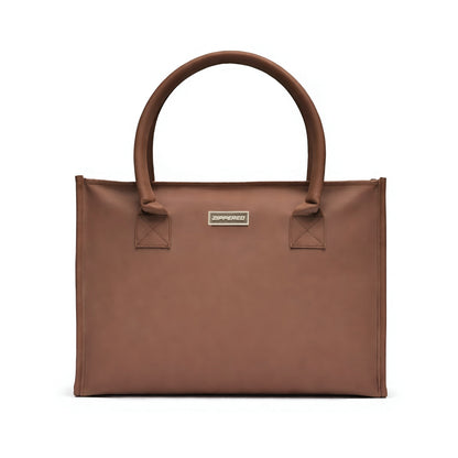 Premium brown leather tote bag for women with spacious design and comfortable shoulder handles – luxury tote bag in Pakistan