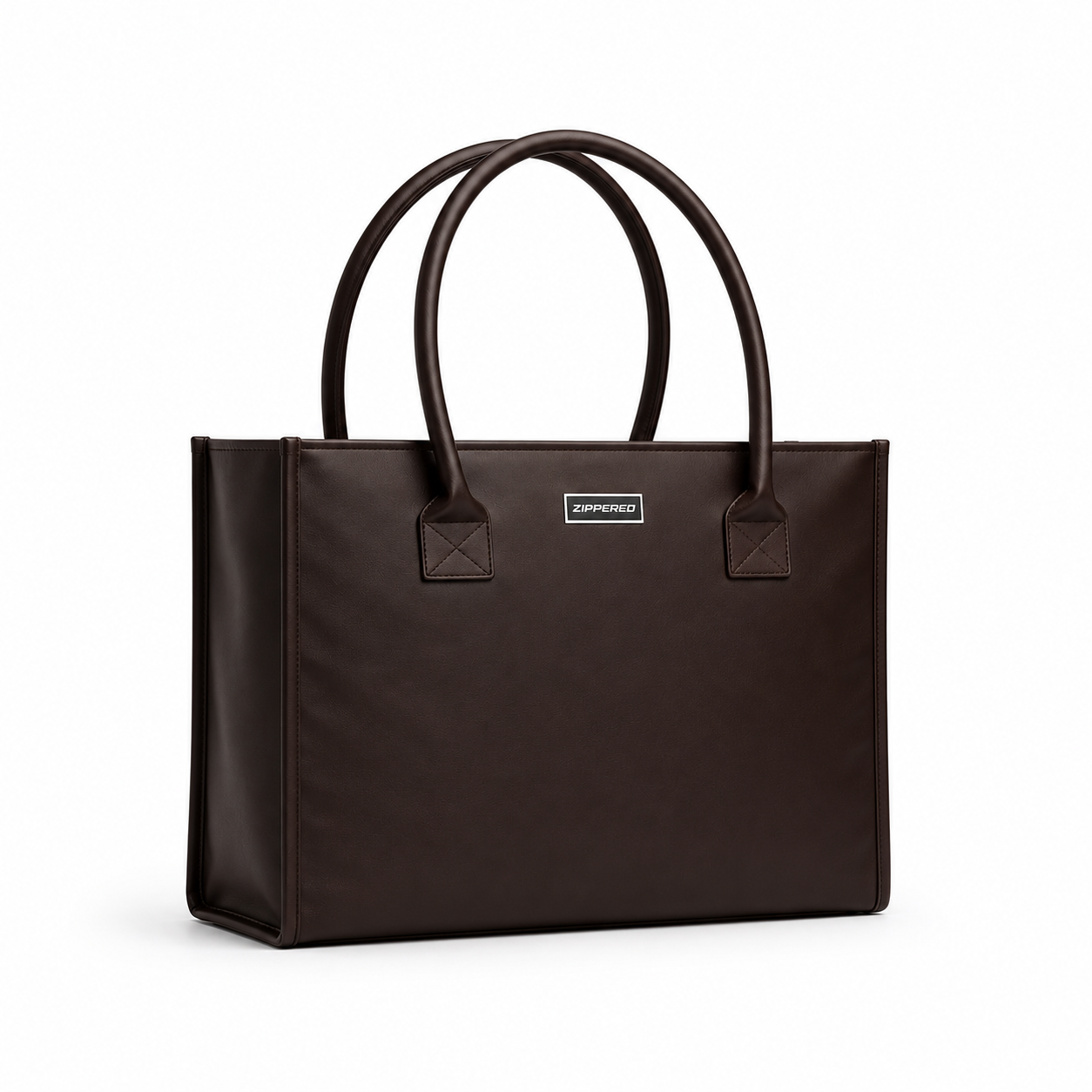 Chocolate brown leather tote bag for women with structured design and spacious interior – premium everyday tote bag in Pakistan