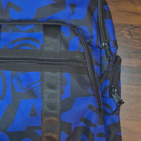 Premium blue 17-inch laptop backpack video with padded laptop compartment, organizer pockets, and spacious interior, made from durable 1000D Cordura® fabric in Pakistan.