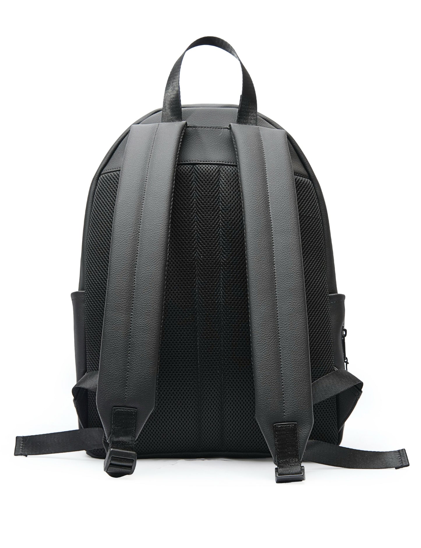 Zippered Elite Leather Backpack Black