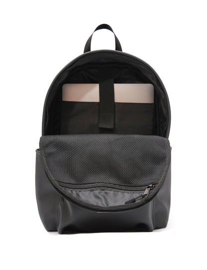 Zippered Elite Leather Backpack Black