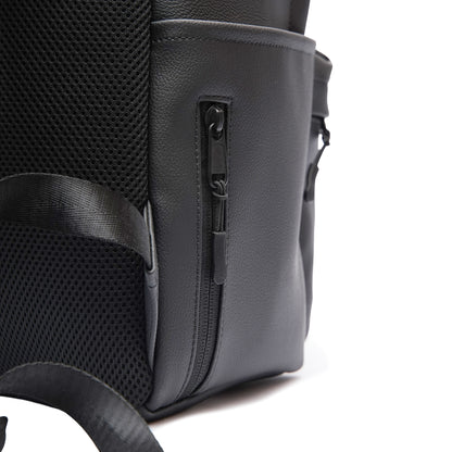 Zippered Elite Leather Backpack Black